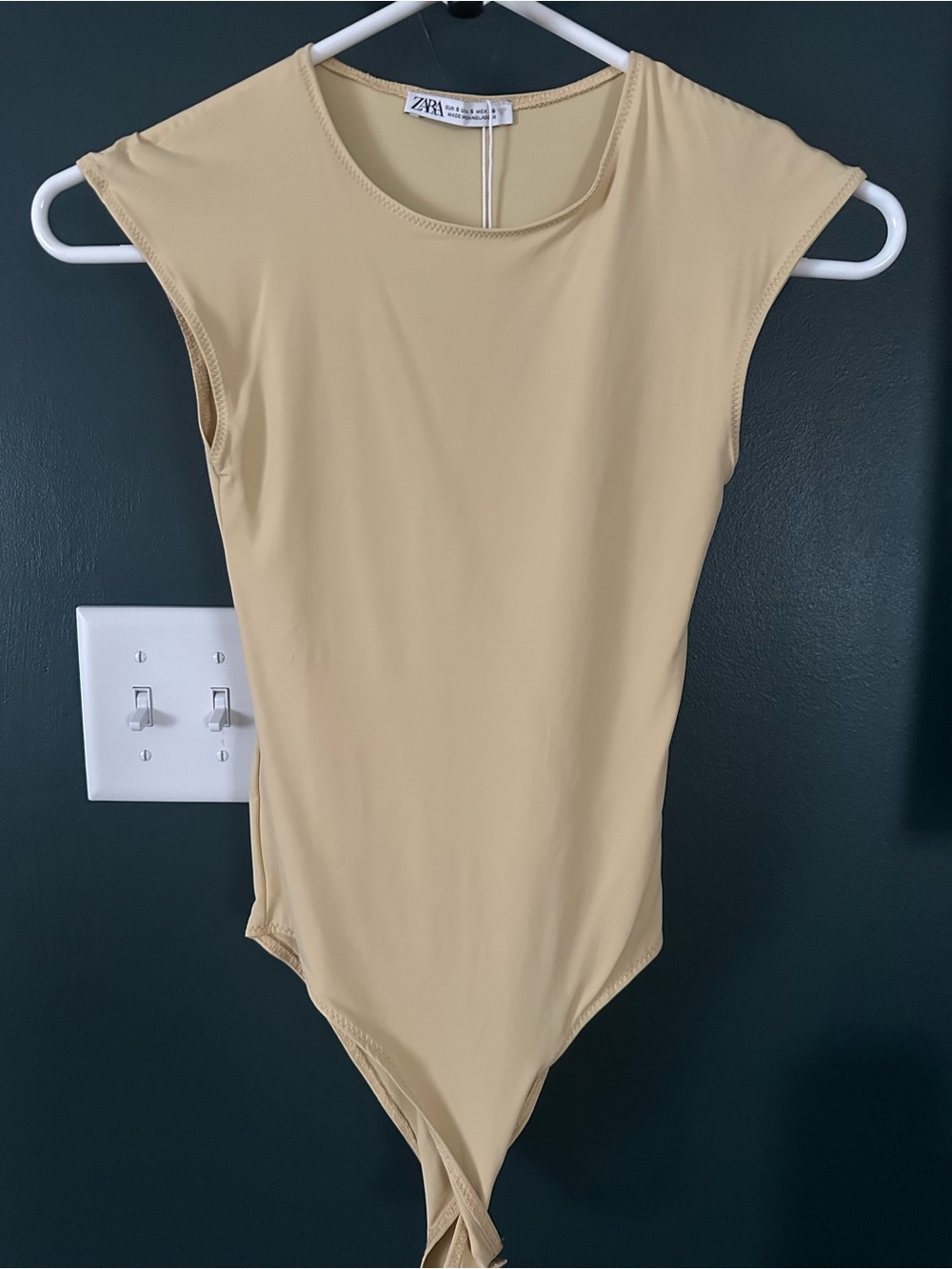 NWT ZARA Butter Yellow Cap-Sleeve One-Piece Bodysuit Sz S